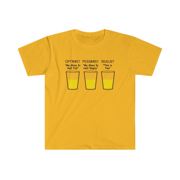 Optimist, Pessimist, Realist-T-Shirt for Men - Canadian Fox