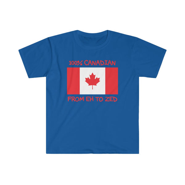 100% Canadian, From Eh To Zed-T-Shirt for Men - Canadian Fox