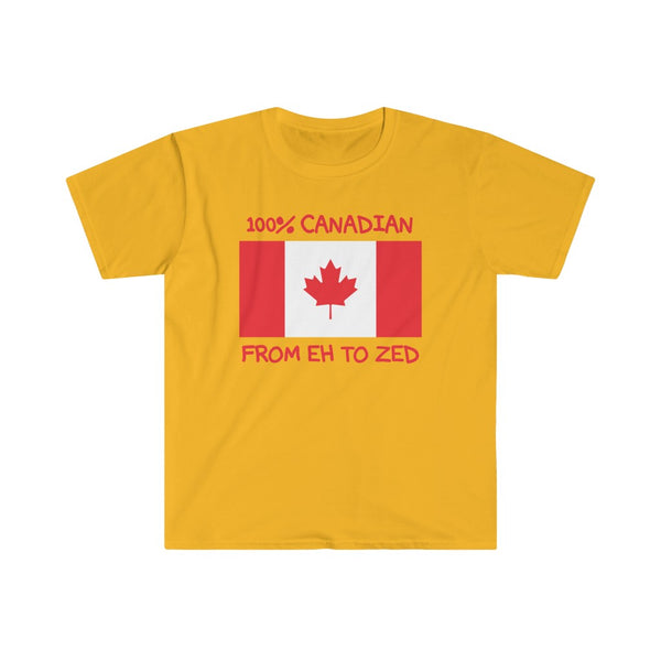 100% Canadian, From Eh To Zed-T-Shirt for Men - Canadian Fox