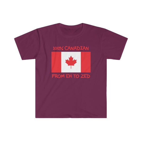 100% Canadian, From Eh To Zed-T-Shirt for Men - Canadian Fox