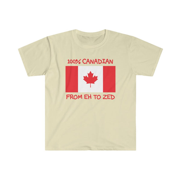 100% Canadian, From Eh To Zed-T-Shirt for Men - Canadian Fox