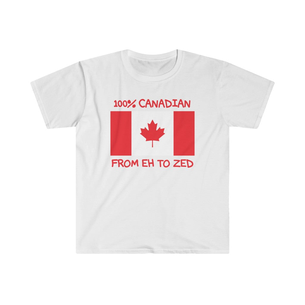 100% Canadian, From Eh To Zed-T-Shirt for Men - Canadian Fox