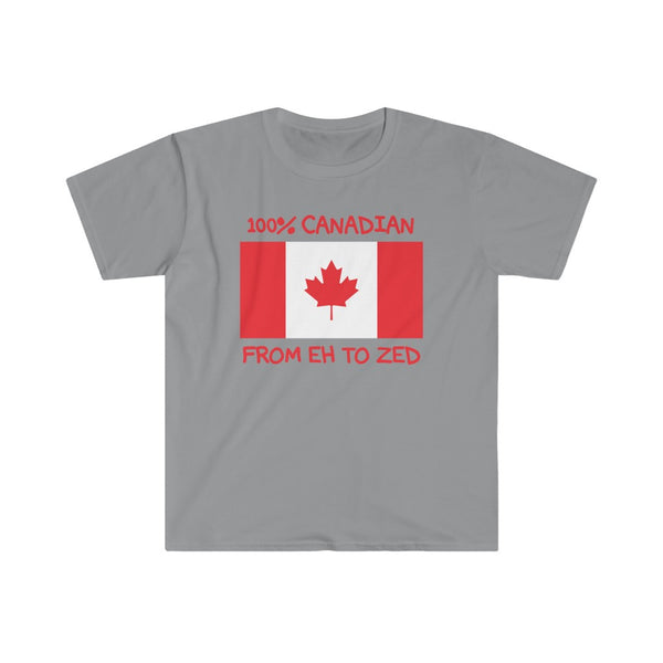 100% Canadian, From Eh To Zed-T-Shirt for Men - Canadian Fox