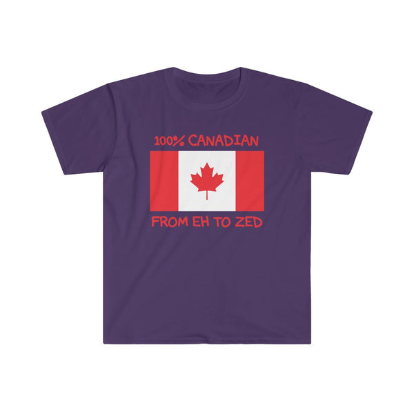 100% Canadian, From Eh To Zed-T-Shirt for Men - Canadian Fox