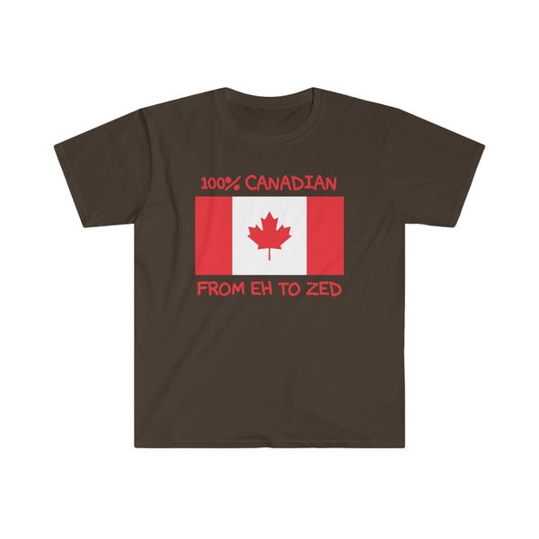 100% Canadian, From Eh To Zed-T-Shirt for Men - Canadian Fox